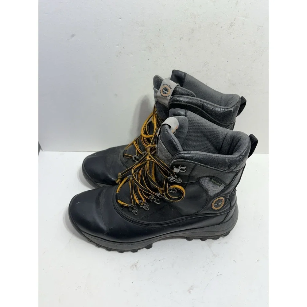 Timberland Flume Hiking Boots Mens Black Leather Lace-Up Waterproof Outdoor 11 M